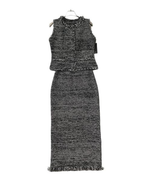 anuans（アニュアンス）anuans (アニュアンス) カールヤーンツイードセットアップ ブラック×ホワイト サイズ:Ｓの古着・服飾アイテム