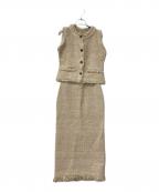 anuansアニュアンス）の古着「カールヤーンツイードセットアップ」｜ベージュ