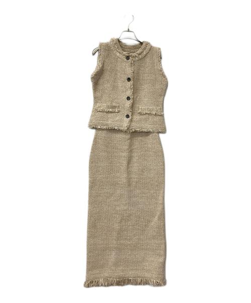 anuans（アニュアンス）anuans (アニュアンス) カールヤーンツイードセットアップ ベージュ サイズ:Sの古着・服飾アイテム