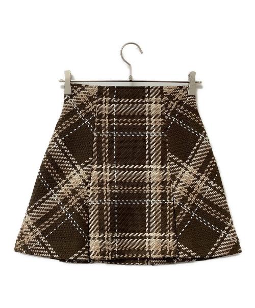 Snidel（スナイデル）Snidel (スナイデル) スカート Sustainableロービングチェックミニスカート ブラウンの古着・服飾アイテム