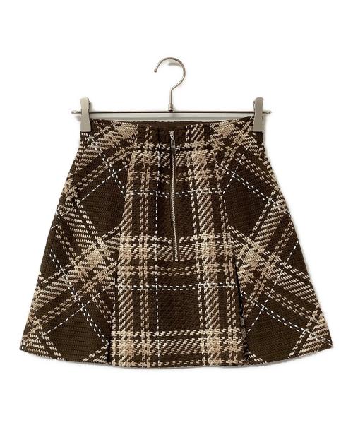 Snidel（スナイデル）Snidel (スナイデル) スカート Sustainableロービングチェックミニスカート ブラウンの古着・服飾アイテム