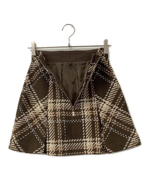 Snidel（スナイデル）Snidel (スナイデル) スカート Sustainableロービングチェックミニスカート ブラウンの古着・服飾アイテム