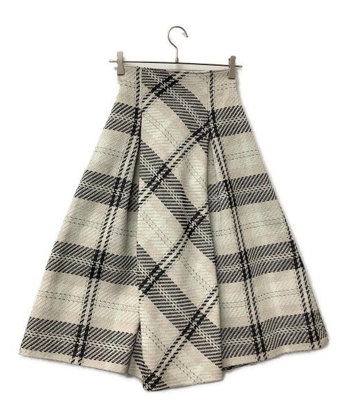 Snidel（スナイデル）Snidel (スナイデル) スカート ロービングチェックロングスカート ホワイト×ブラックの古着・服飾アイテム