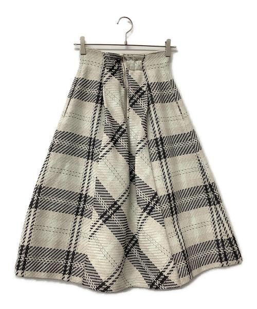 Snidel（スナイデル）Snidel (スナイデル) スカート ロービングチェックロングスカート ホワイト×ブラックの古着・服飾アイテム