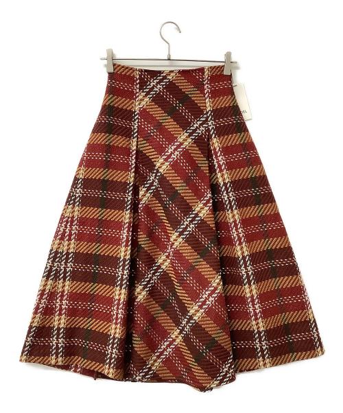 Snidel（スナイデル）Snidel (スナイデル) スカート ロービングチェックロングスカート レッドの古着・服飾アイテム