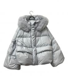 FRAY ID（フレイ アイディー）の古着「ダウンコート フードファーショートダウンコート」｜スカイブルー