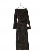 Snidelスナイデル）の古着「ワンピース フロッキーベロアドレープドレス」｜グレー