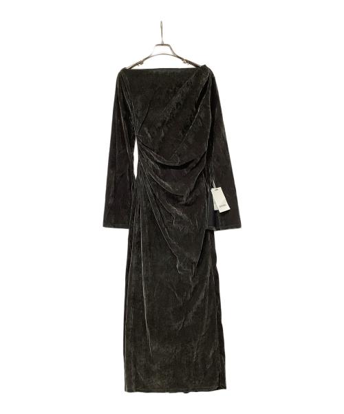 Snidel（スナイデル）Snidel (スナイデル) ワンピース フロッキーベロアドレープドレス グレーの古着・服飾アイテム