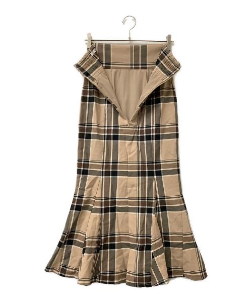 Snidel（スナイデル）Snidel (スナイデル) スカート ハイウエストタイトヘムフレアチェックスカート ブラウン×ブラックの古着・服飾アイテム