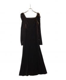 FRAY ID（フレイ アイディー）の古着「ワンピース ベロアナローワンピース」｜ブラウン