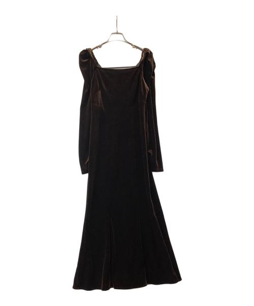 FRAY ID（フレイ アイディー）FRAY ID (フレイ アイディー) ワンピース ベロアナローワンピース ブラウンの古着・服飾アイテム
