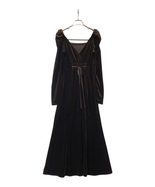FRAY ID（フレイ アイディー）FRAY ID (フレイ アイディー) ワンピース ベロアナローワンピース ブラウンの古着・服飾アイテム