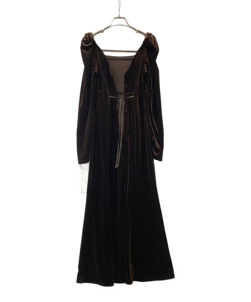 FRAY ID（フレイ アイディー）FRAY ID (フレイ アイディー) ワンピース ベロアナローワンピース ブラウンの古着・服飾アイテム