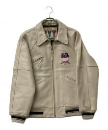 AVIREX（アヴィレックス）の古着「SIGNATURE VARSITY JACKET」｜ベージュ