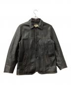 AVIREXアヴィレックス）の古着「レザージャケット COWHIDE CARCOAT VINTAGE FINISH AVIREX 50th ANNIVERSARY」｜ブラック