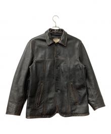 AVIREX（アヴィレックス）の古着「レザージャケット COWHIDE CARCOAT VINTAGE FINISH AVIREX 50th ANNIVERSARY」｜ブラック