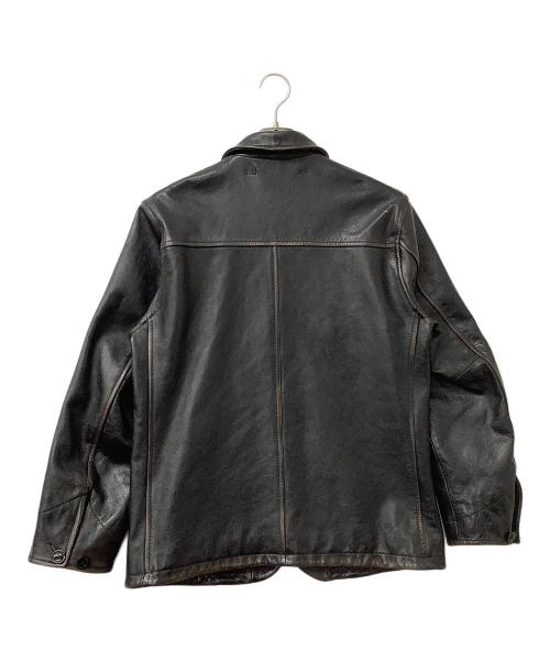 AVIREX（アヴィレックス）AVIREX (アヴィレックス) レザージャケット COWHIDE CARCOAT VINTAGE FINISH AVIREX 50th ANNIVERSARY ブラック サイズ:Mの古着・服飾アイテム