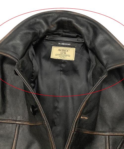 AVIREX（アヴィレックス）AVIREX (アヴィレックス) レザージャケット COWHIDE CARCOAT VINTAGE FINISH AVIREX 50th ANNIVERSARY ブラック サイズ:Mの古着・服飾アイテム