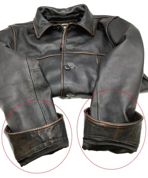 AVIREX（アヴィレックス）AVIREX (アヴィレックス) レザージャケット COWHIDE CARCOAT VINTAGE FINISH AVIREX 50th ANNIVERSARY ブラック サイズ:Mの古着・服飾アイテム