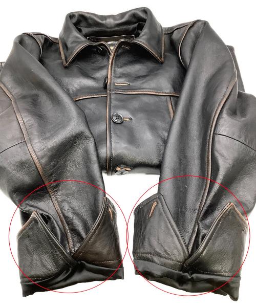 AVIREX（アヴィレックス）AVIREX (アヴィレックス) レザージャケット COWHIDE CARCOAT VINTAGE FINISH AVIREX 50th ANNIVERSARY ブラック サイズ:Mの古着・服飾アイテム