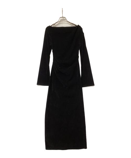 Snidel（スナイデル）Snidel (スナイデル) ワンピース フロッキーベロアドレープドレス ブラックの古着・服飾アイテム