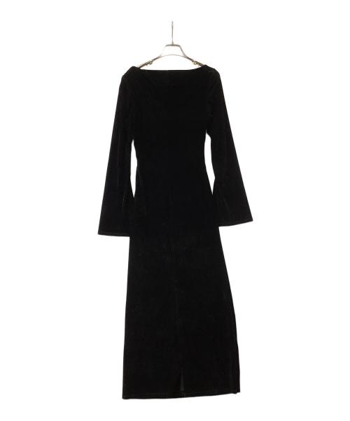 Snidel（スナイデル）Snidel (スナイデル) ワンピース フロッキーベロアドレープドレス ブラックの古着・服飾アイテム