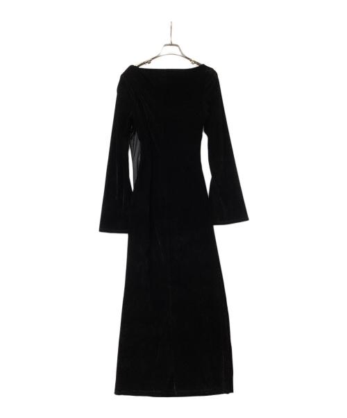 Snidel（スナイデル）Snidel (スナイデル) ワンピース フロッキーベロアドレープドレス ブラックの古着・服飾アイテム