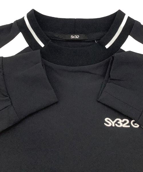 SY32 by SWEET YEARS GOLF（エスワイサーティトゥバイスィートイヤーズゴルフ）SY32 by SWEET YEARS GOLF (エスワイサーティトゥバイスィートイヤーズゴルフ) ゴルフウェア(トップス) STORM FLEECE CREW ブラック×ホワイト サイズ:XLの古着・服飾アイテム