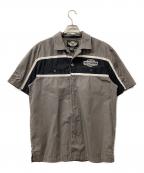 HARLEY-DAVIDSONハーレーダビッドソン）の古着「半袖シャツ Garage Short Sleeve Button Up Shirt」｜グレー