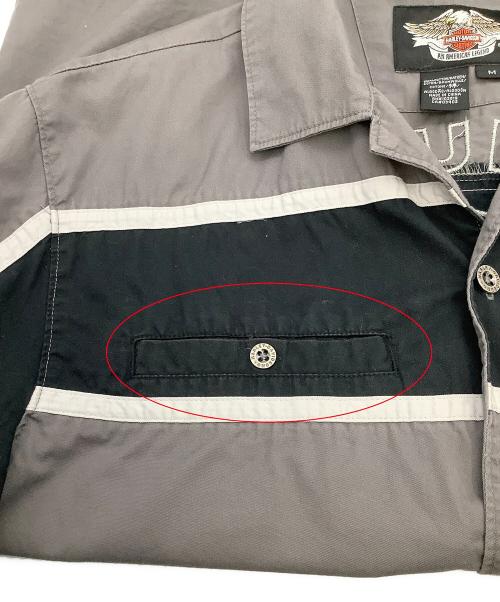HARLEY-DAVIDSON（ハーレーダビッドソン）HARLEY-DAVIDSON (ハーレーダビッドソン) 半袖シャツ Garage Short Sleeve Button Up Shirt グレー サイズ:Mの古着・服飾アイテム