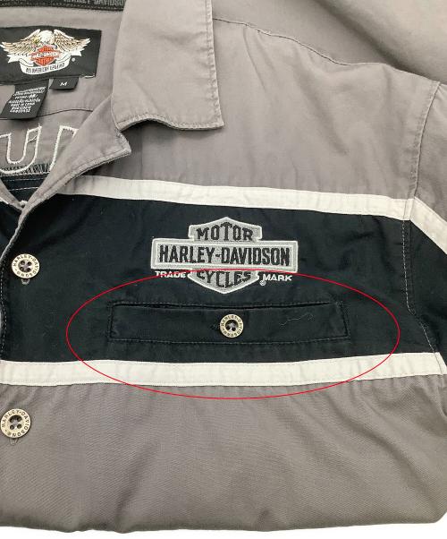 HARLEY-DAVIDSON（ハーレーダビッドソン）HARLEY-DAVIDSON (ハーレーダビッドソン) 半袖シャツ Garage Short Sleeve Button Up Shirt グレー サイズ:Mの古着・服飾アイテム
