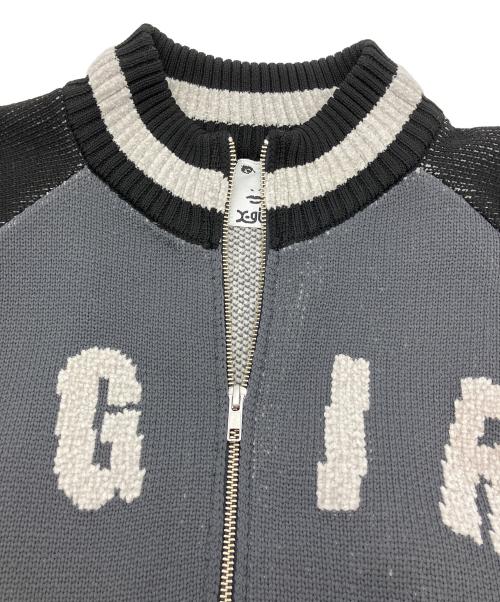 X-GIRL（エックスガール）X-GIRL (エックスガール) ニットジャケット グレー×ブラック サイズ:Sの古着・服飾アイテム