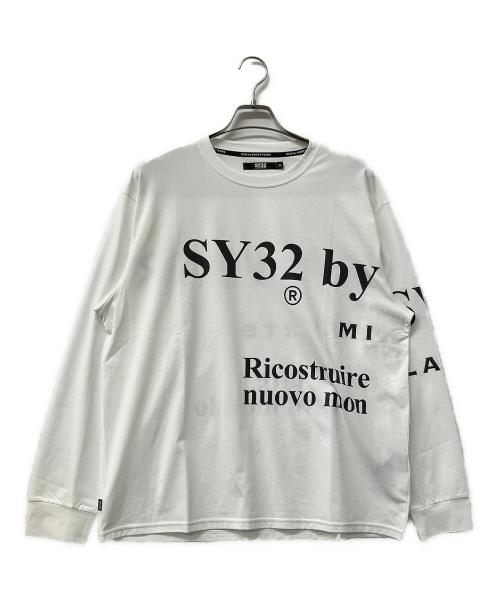 sy32 by sweet years（エスワイサーティトゥバイスィートイヤーズ）sy32 by sweet years (エスワイサーティトゥバイスィートイヤーズ) 長袖Tシャツ　 ホワイト×ブラック サイズ:XLの古着・服飾アイテム