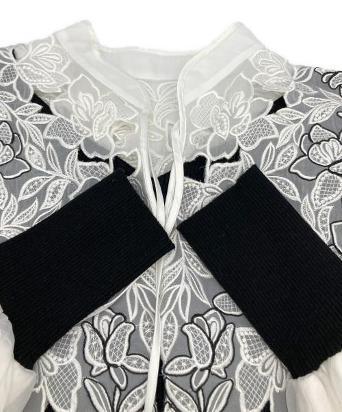 Snidel（スナイデル）Snidel (スナイデル) 薄手ニット レースカラーニットプルオーバー ブラック×ホワイト サイズ:ONE SIZEの古着・服飾アイテム