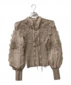 Snidelスナイデル）の古着「薄手ニット レースカラーニットプルオーバー」｜ブラウン