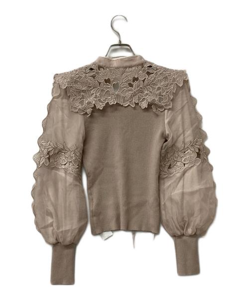 Snidel（スナイデル）Snidel (スナイデル) 薄手ニット レースカラーニットプルオーバー ブラウン サイズ:ONE SIZEの古着・服飾アイテム