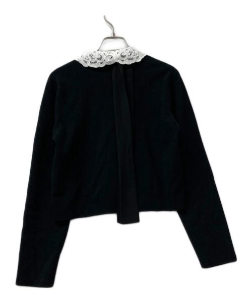 CELFORD（セルフォード）CELFORD (セルフォード) 厚手カーディガン デタッチャブルレースカラーカーディガン ブラック×ホワイト サイズ:38の古着・服飾アイテム