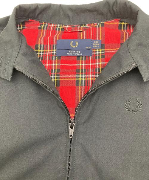 FRED PERRY（フレッドペリー）FRED PERRY (フレッドペリー) スイングトップ Reissues Made In England Harrington Jacket ブラック×レッド サイズ:UK10の古着・服飾アイテム
