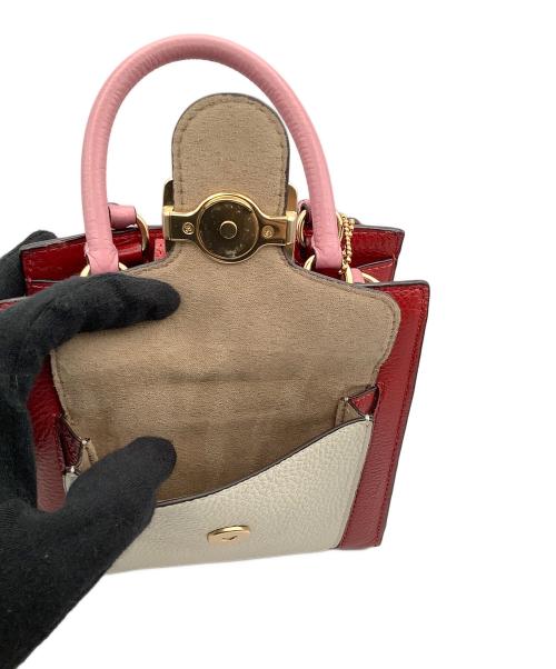 COACH（コーチ）COACH (コーチ) ショルダーバッグMINI　PEPPER　CROSSBODY レッド×ホワイトの古着・服飾アイテム