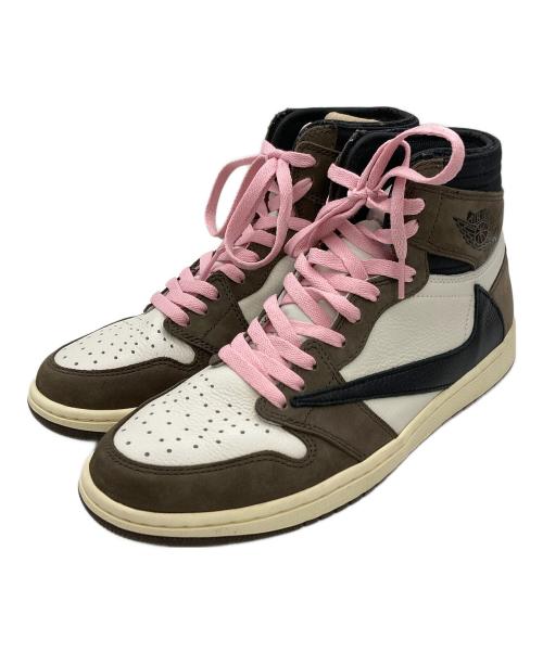 NIKE（ナイキ）NIKE (ナイキ) Travis Scott (トラヴィススコット) スニーカー AIR JORDAN1 Retro High OG TS SP Sail/Dark Mocha  ブラウン×ホワイト×ブラック サイズ:27の古着・服飾アイテム