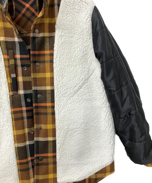 COACH（コーチ）COACH (コーチ) ボアジャケット シェルパラインドシャツジャケット ブラウン×イエロー サイズ:Sの古着・服飾アイテム