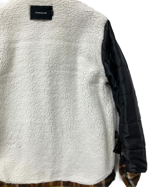 COACH（コーチ）COACH (コーチ) ボアジャケット シェルパラインドシャツジャケット ブラウン×イエロー サイズ:Sの古着・服飾アイテム