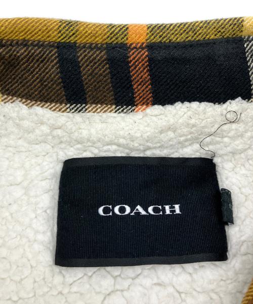 COACH（コーチ）COACH (コーチ) ボアジャケット シェルパラインドシャツジャケット ブラウン×イエロー サイズ:Sの古着・服飾アイテム
