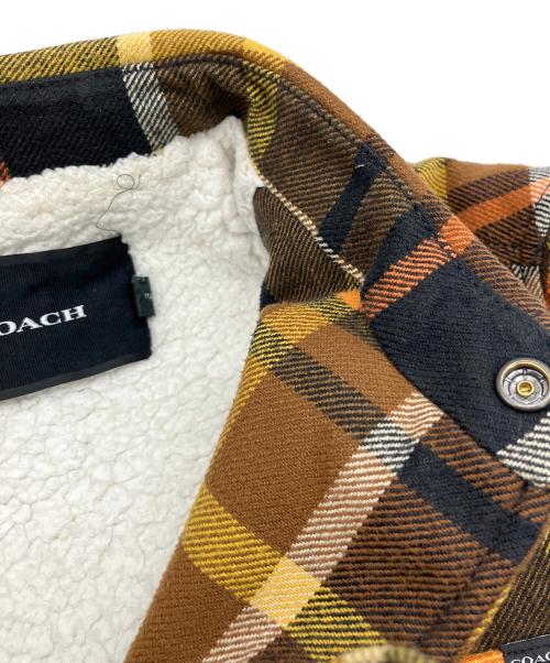 COACH（コーチ）COACH (コーチ) ボアジャケット シェルパラインドシャツジャケット ブラウン×イエロー サイズ:Sの古着・服飾アイテム
