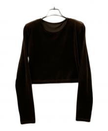 anuans（アニュアンス）の古着「長袖カットソー ベロアクロップドカットトップス」｜ブラウン