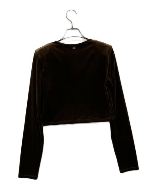 anuans（アニュアンス）anuans (アニュアンス) 長袖カットソー ベロアクロップドカットトップス ブラウン サイズ:Fの古着・服飾アイテム