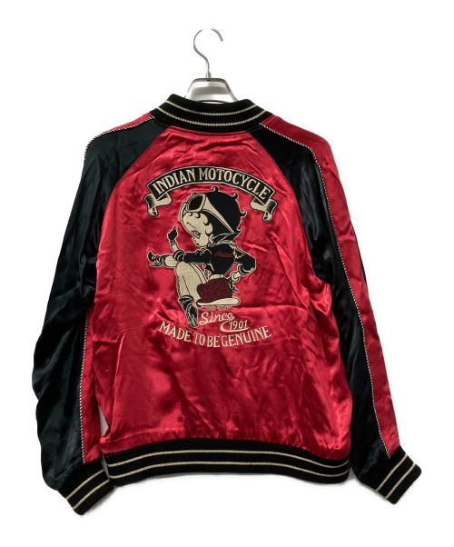 INDIAN MOTORCYCLE（インディアンモーターサイクル）INDIAN MOTORCYCLE (インディアンモーターサイクル) BETTY BOOP (ベティー・ブープ) スカジャン ブラック×レッド サイズ:Mの古着・服飾アイテム
