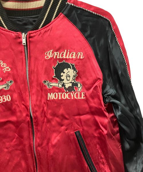 INDIAN MOTORCYCLE（インディアンモーターサイクル）INDIAN MOTORCYCLE (インディアンモーターサイクル) BETTY BOOP (ベティー・ブープ) スカジャン ブラック×レッド サイズ:Mの古着・服飾アイテム