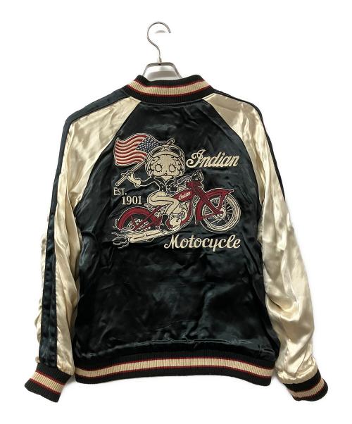 INDIAN MOTORCYCLE（インディアンモーターサイクル）INDIAN MOTORCYCLE (インディアンモーターサイクル) BETTY BOOP (ベティー・ブープ) スカジャン ブラック×レッド サイズ:Mの古着・服飾アイテム