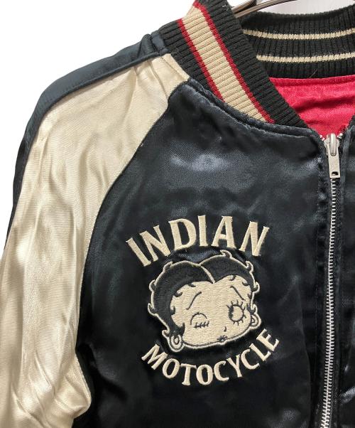 INDIAN MOTORCYCLE（インディアンモーターサイクル）INDIAN MOTORCYCLE (インディアンモーターサイクル) BETTY BOOP (ベティー・ブープ) スカジャン ブラック×レッド サイズ:Mの古着・服飾アイテム
